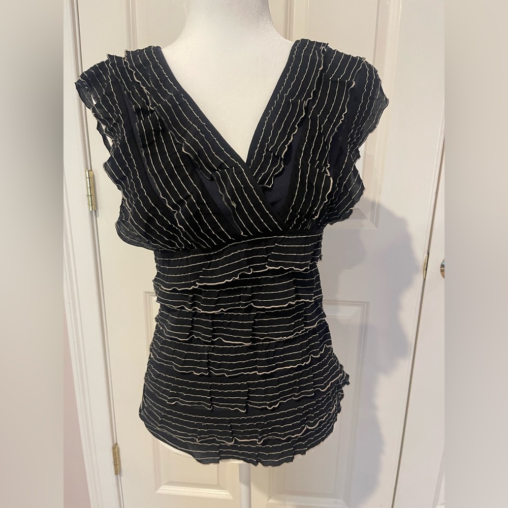 Max Studio Top: stretch material, Navy, Women’s  size S